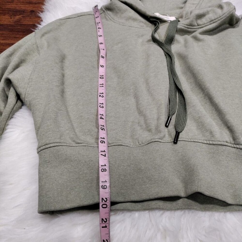 Dorothee Schumacher Cropped Sage Green Hoodie With Drawstring & Ribbed Cuffs S - Picture 11 of 12
